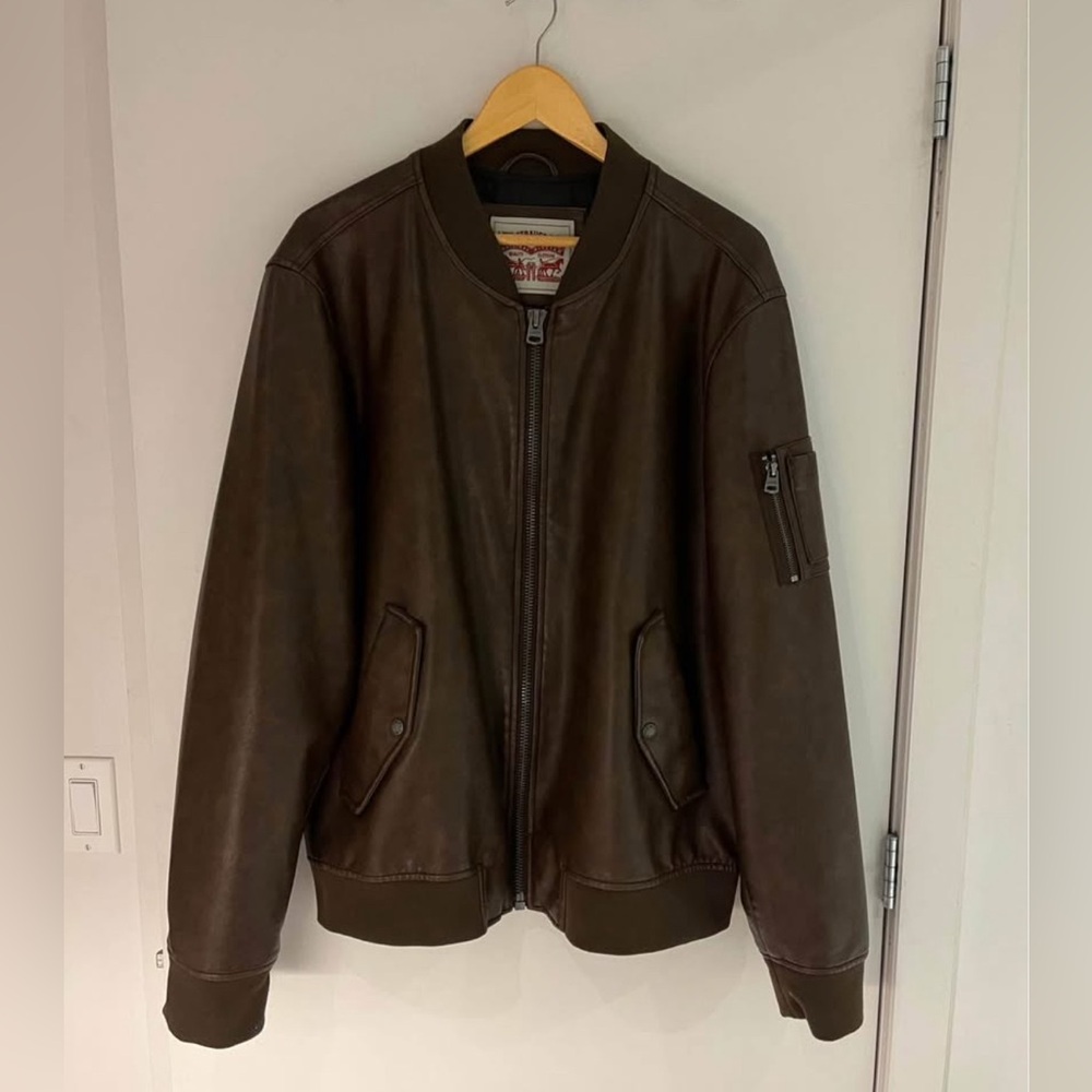 Levis Faux Leather Bomber Jacket XL